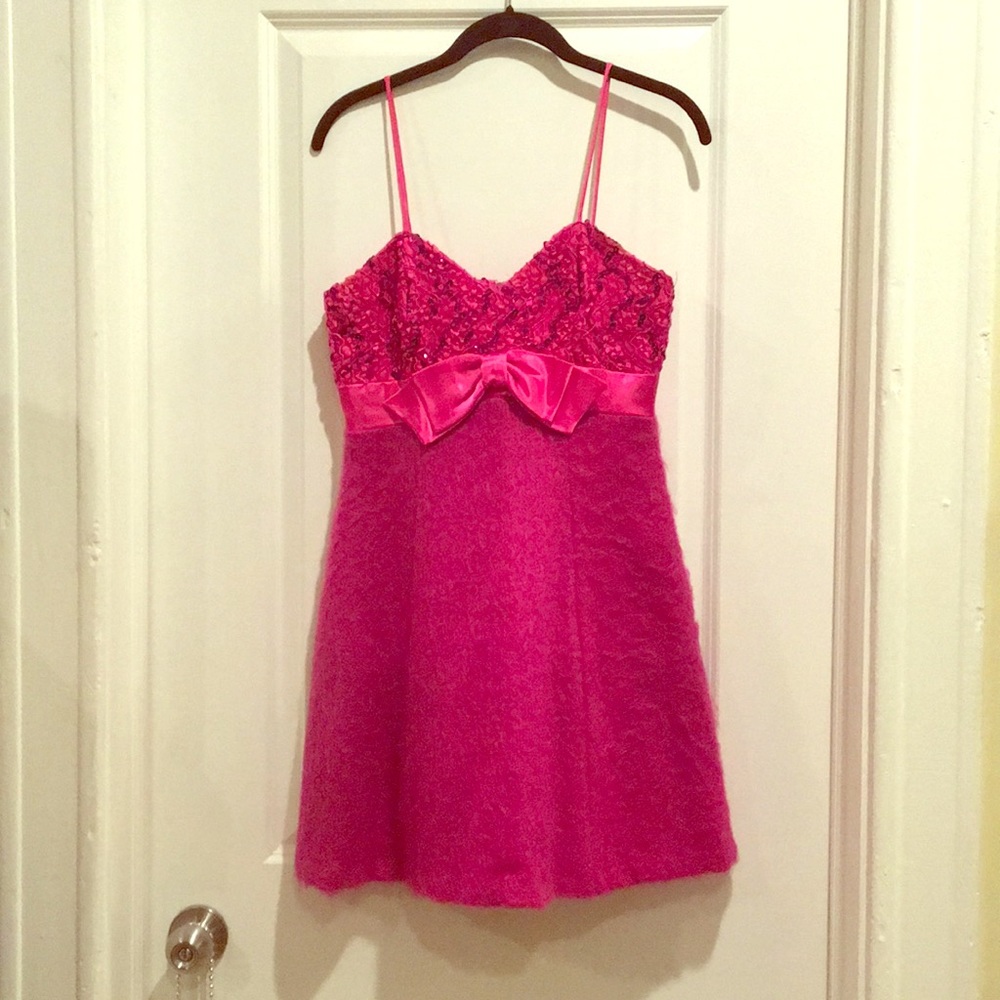 Vintage 70s Prom Wool, Sequin, Satin party dress